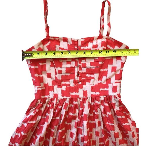 French Connection Coral & White Sleeveless Silk Blend Summer Sun Dress Size 0 - Picture 8 of 10